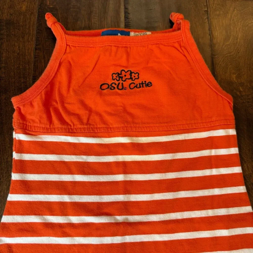 Vintage Oklahoma State University Cowboys OSU Cutie Girls Striped Dress size 4T